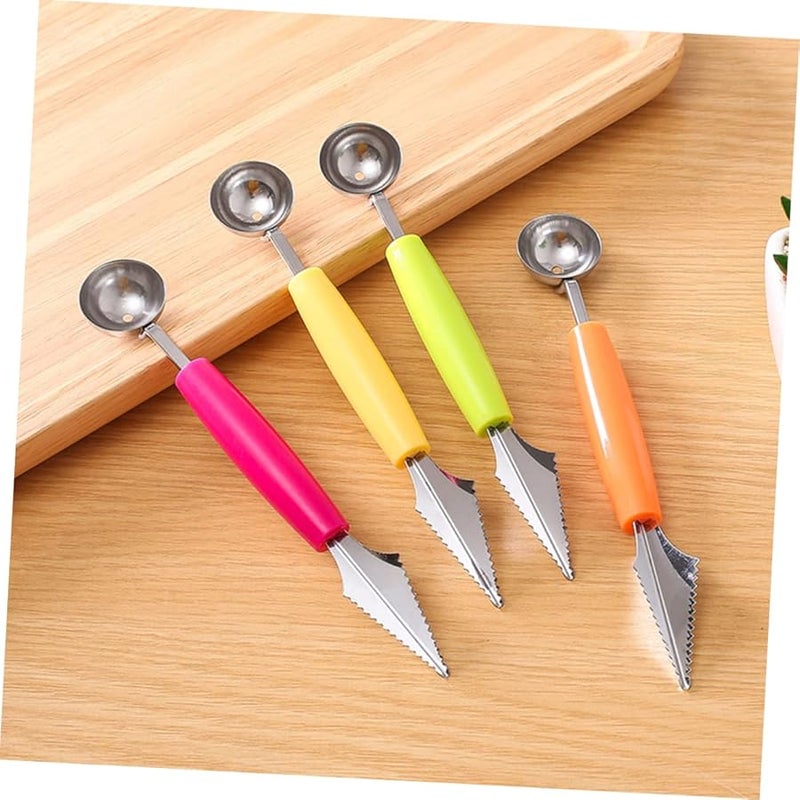 Stainless Steel Double End Fruit Scoop Spoon Wavy Carving Tool for Melon Mango - Image 3